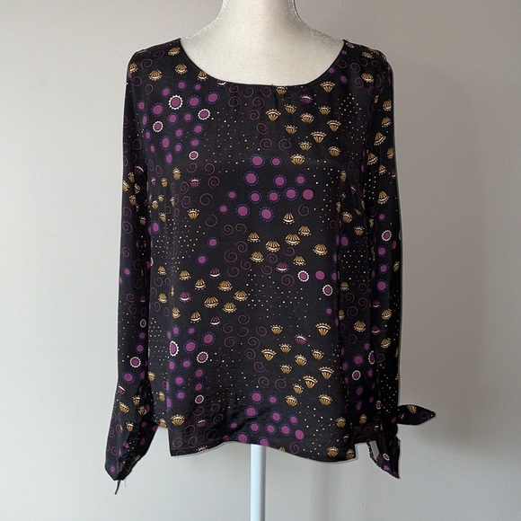 ModCloth Scoop Neck Retro Astro Semi Sheer Blouse - Picture 11 of 11